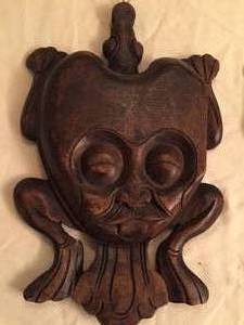 lot 41 image: Two Wooden FacialFigural Carvings w Mirrors