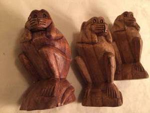 lot 91 image: Carved Monkeys- See No Evil, Hear no Evil, Say no Evil