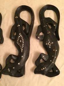 lot 47 image: Four Carved Wooden Lizards