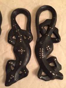 lot 51 image: Four Wooden Lizard Carvings