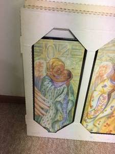 lot 54 image: Three Piece Framed Art Wolf Themed