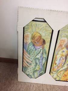 lot 57 image: Three Piece Framed Art Wolf Themed