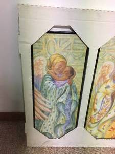 lot 59 image: Three Piece Framed Art Wolf Themed