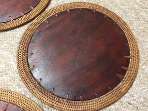 lot 112 image: 12 Wooden Placemats w Wicker Trim