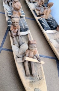 lot 15 image: Pair of African Wood Carvings- Canoe Fishing Festival