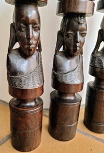 lot 23 image: Carved African Figural Wood (Ebony) Candleholders