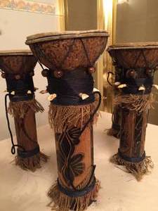 lot 196 image: Lot of Six Cipacing Drums w tooth Accents Made in Indonesia