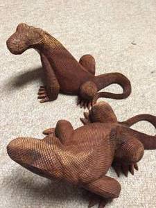 lot 232 image: Two Hand Carved Lizards Made in Indonesia