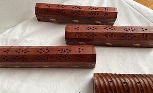 lot 315 image: 4 Wooden Incense Boxes with Incense