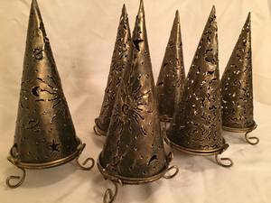 lot 264 image: 6 Metal Cone Shaped Incense Burners