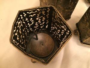 lot 266 image: Four Metal Pentagon Shaped Incense Burners