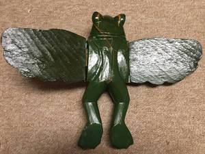 lot 330 image: Flying  Wooden Painted Frog