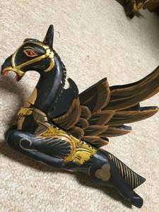 lot 331 image: Flying Wooden Painted Pegasus
