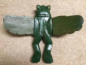 lot 335 image: Flying Wooden Painted Frog