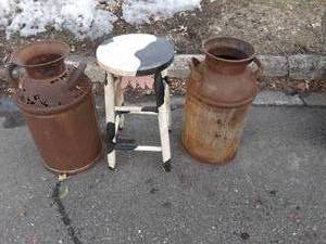 2-Milk Cans & 1-Stool