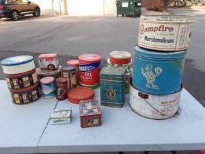 Assorted Vintage & Antique Tins (Some Have Labels From The Past)
