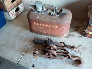 Vintage Evenrude Gas Can & Rope Hoist Parts