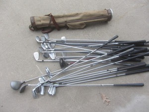 Golf Clubs & Vintage Bag