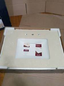 31 in. W x 22 in. D Stone Effects Vanity Top in Dune with White Sink by Home Decorators Collection- not used