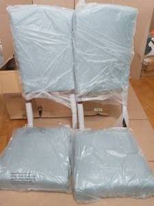 Beckridge Walnut Wood Upholstered Dining Chair with Light Blue Seat (Set of 2) by StyleWell- not used