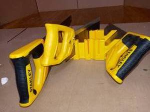 Miter box with mixed tooth saws by Stanley- slightly used