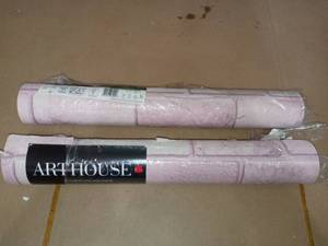 Diamond Pink Brick Vinyl Peelable Wallpaper (Covers 57 sq. ft.) by Arthouse- set of 2 - not used