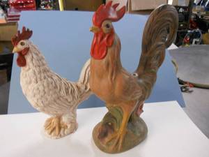 2 Roosters - 15 Tall, one lamp base