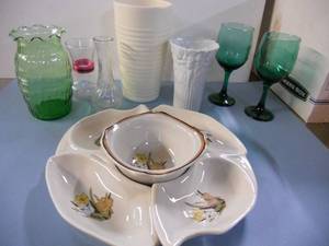 Divided serving chip and dip set, Beautiful Vases, Wine glasses