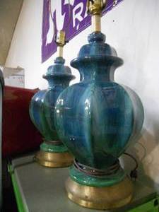 BlueGreen MCM Vase-style Lamps with harps, no shades