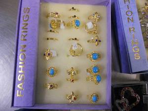 Lot of Rings, Keychains, Pins, Jewelry. LOOK at all the rings