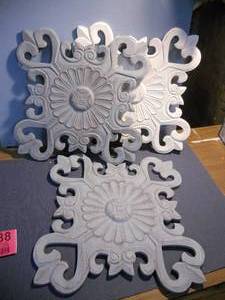 3 Large Wood Medallions - 2 blue, 1 white