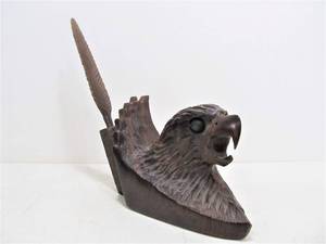 lot 10 image: Hand Carved Vintage Wood Eagle Letter Holder wOpener