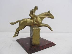 lot 31 image: Vintage Cast Iron Jumping Horse on Marble Base