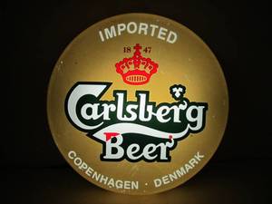 lot 34 image: Working Vintage CARLSBERG Light Beer Cap Advertising Sign
