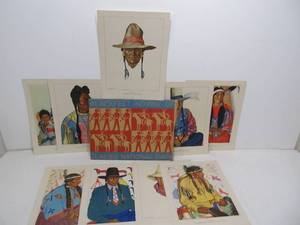 lot 52 image: Orig Vintage 1940 Great Northern Railway Blackfeet Indians of Glacier Print Set