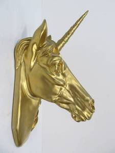 lot 72 image: Large Gold Unicorn Wall Sculpture