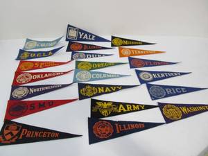 lot 78 image: Large lot of Vintage Felt College Mini Pennants