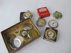 lot 94 image: Lot of Vintage Pocket Watches Parts etc (AS IS)