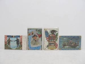 lot 110 image: 4 Antique Patriotic Postcards