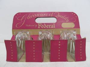 lot 117 image: NOS Vintage Federal Glass Lowball Set