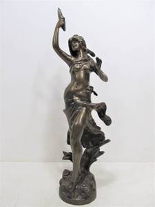 lot 137 image: Antique Bronze Figural Auguste Moreau Sculpture - Marguerite