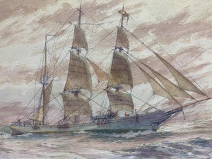 lot 347 image: Framed Signed Original Nautical Ship Watercolor Painting - Signed RD Hodges