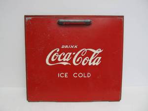lot 160 image: Old Vintage 1950s Embossed Metal Vending COCA COLA Cooler Lid