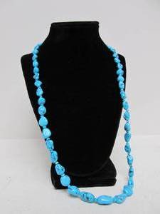 lot 168 image: Long Vintage Southwestern Sterling Silver & Turquoise Necklace