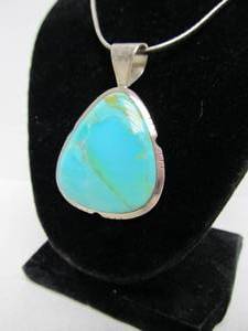 lot 170 image: Large Southwestern Sterling Turquoise & Silver Pendant Necklace