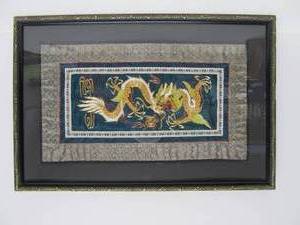 lot 171 image: Hand Made Vintage Oriental Silk Dragon Tapestry