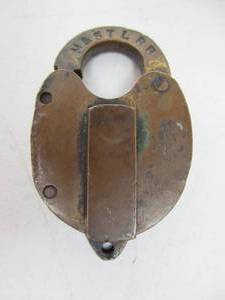 lot 203 image: Antique Brass Minneapolis & St. Louis Railroad Lock