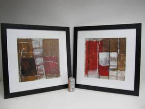lot 291 image: Pair of Framed Signed CHECO DIEGO Abstract Artworks