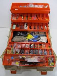 lot 236 image: Large FULL Fishing Tackle Box wTackle