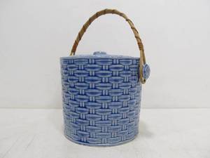 lot 191 image: Vintage 1950s Japanese Woven Ceramic Ice Bucket - Mint in Original Box